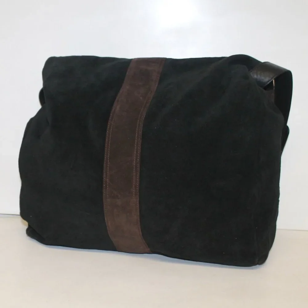 Large ECHO Suede Leather Flap Over Slouchy Shoulder Bag Handbag Purse - Picture 8 of 14